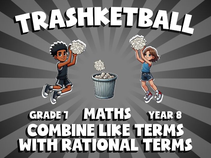 Combine Like Terms with Rational Terms TRASHKETBALL Maths Game | No-Prep Year 8 Review Activity