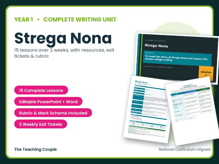 Strega Nona | Year 1 English Unit | 15 Complete Lessons + Resources + Mark Scheme