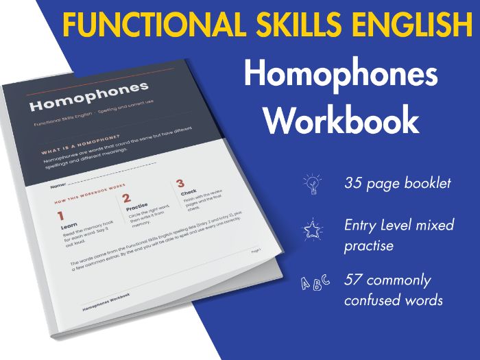 Functional Skills English Homophones – Entry Level Practice Booklet