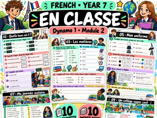 Dynamo 1 Module 2 – En classe | French Year 7 Worksheets & Answers