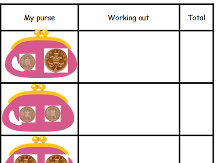 Money Year 1- knowing the value of coins and adding coins in my purse