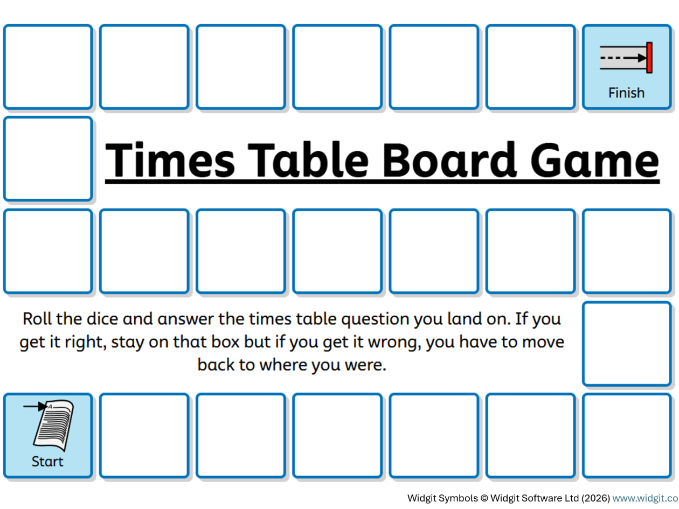 Times Tables Board Game – Multiplication Practice up to 12 × 12