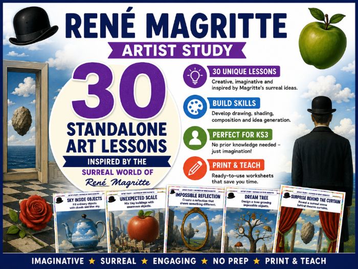 René Magritte Artist Study – 30 Surrealism Art Worksheets | KS3 Art Lessons & Activities