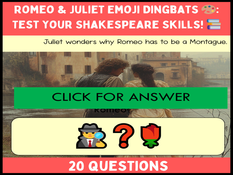 Romeo and Juliet Quotes Dingbats Quiz | KS3 GCSE Shakespeare Revision Activity