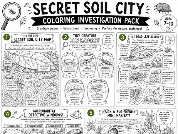 Secret Soil City Coloring Investigation Pack | Microhabitats, Soil Creatures