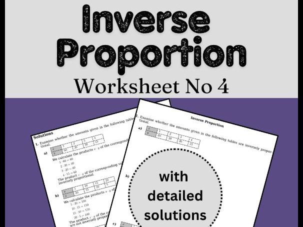 Inverse Proportion Worksheet No 4 (with solutions)