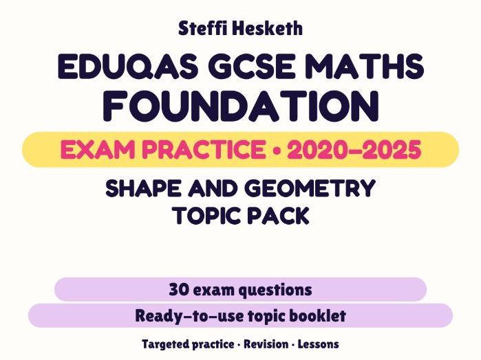 Eduqas GCSE Maths Foundation: Shape and geometry topic pack Exam Questions | 2020-2025
