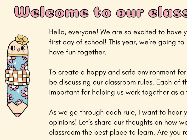 Classroom Rules, Routines and Expectations