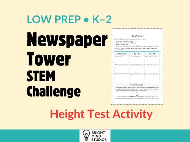 Primary Newspaper Tower Height Test STEM Challenge