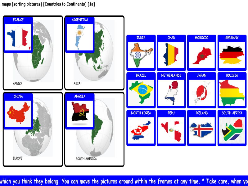 maps [sorting pictures] [Countries to Continents] [1a]