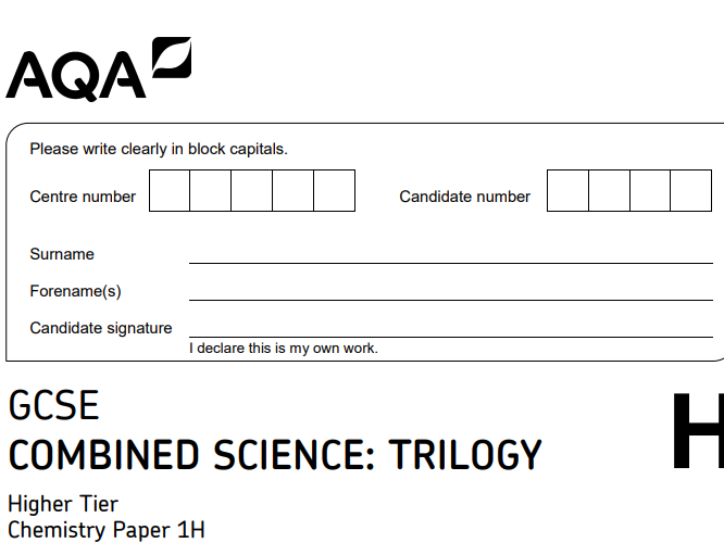 GCSE Chemistry Combined Science Predicted Paper 1 2026