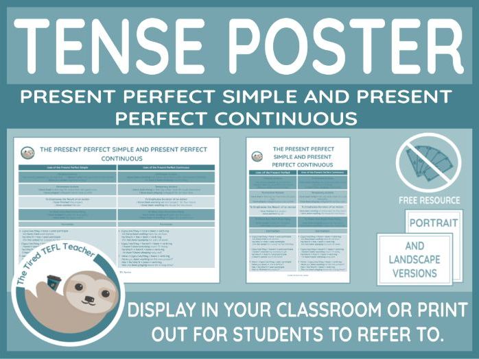 ESL Tense Poster - The Present Perfect Simple and Present Perfect Continuous