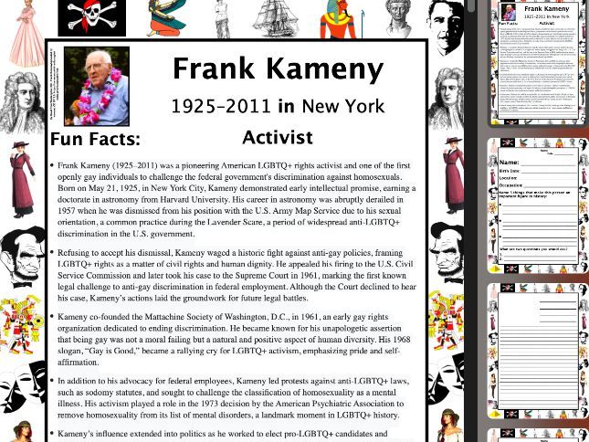 Frank Kameny PACKET & ACTIVITIES, Important Historical Figures Series
