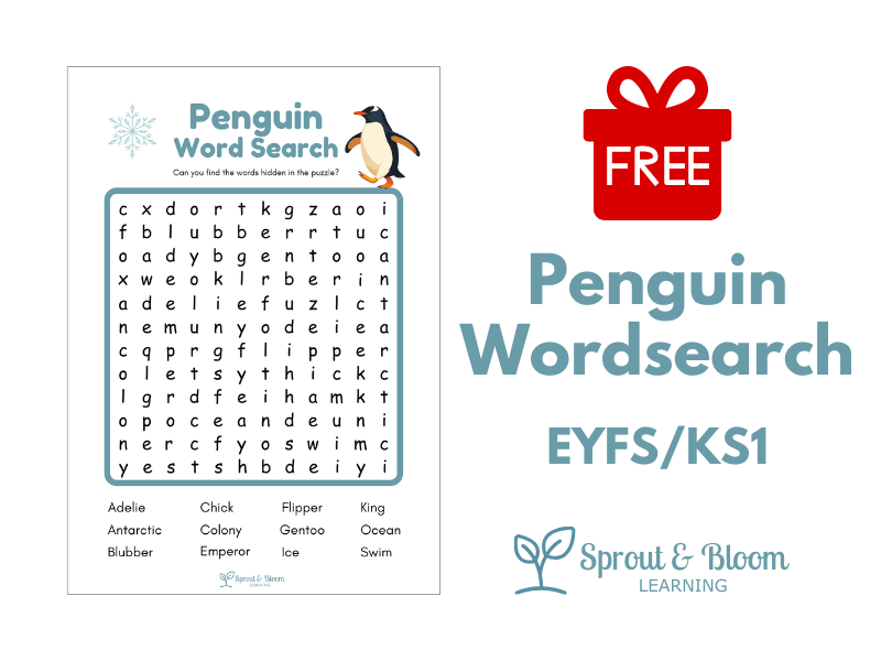 Free Penguin Word Search| EYFS& KS1 | Early reading & vocabulary
