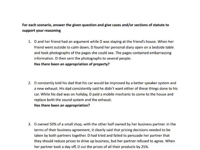 Property offences - Knowledge and application questions (AQA)