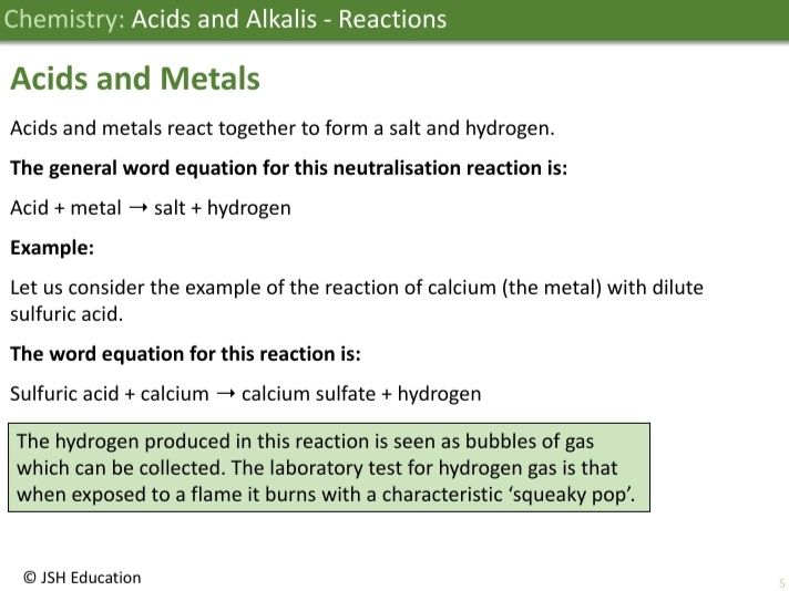 KS3 Chemistry: Acids and Alkalis - Reactions