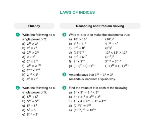 Laws Of Indices Teaching Resources