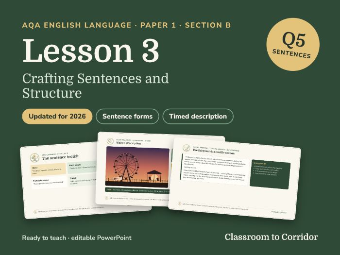 AQA GCSE English Language Paper 1 Question 5 Lesson: Crafting Sentences and Structure – Timed Descri