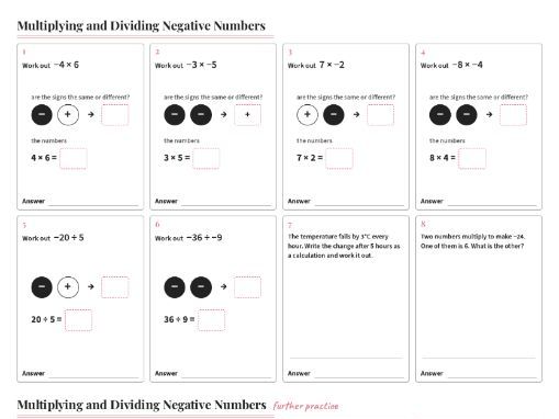 Multiplying Dividing Negative Numbers GCSE