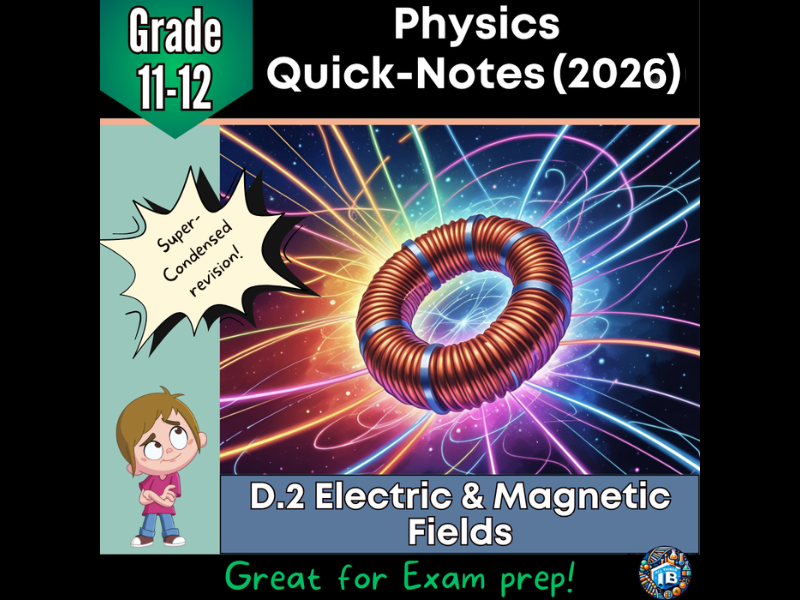 IB DP Physics: D.2 Electric & Magnetic Fields – Condensed Topic Revision Notes (2026)