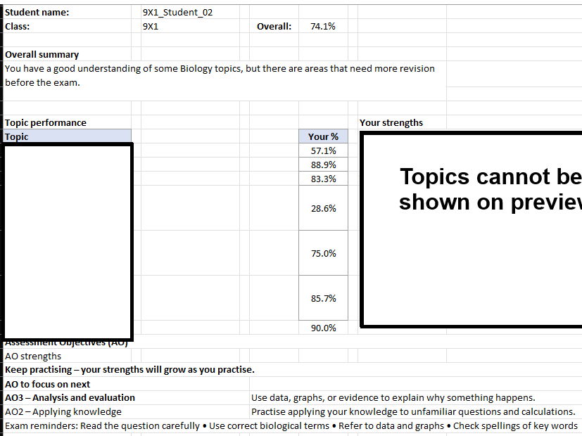 2025 AQA Trilogy Biology P1F QLA with automated analysis and feedback