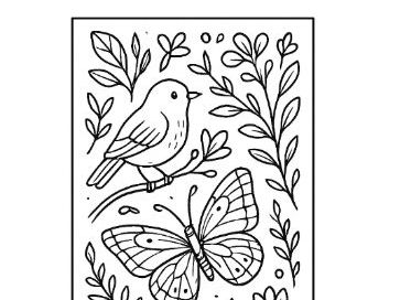 Nature Themed Bookmark colouring template