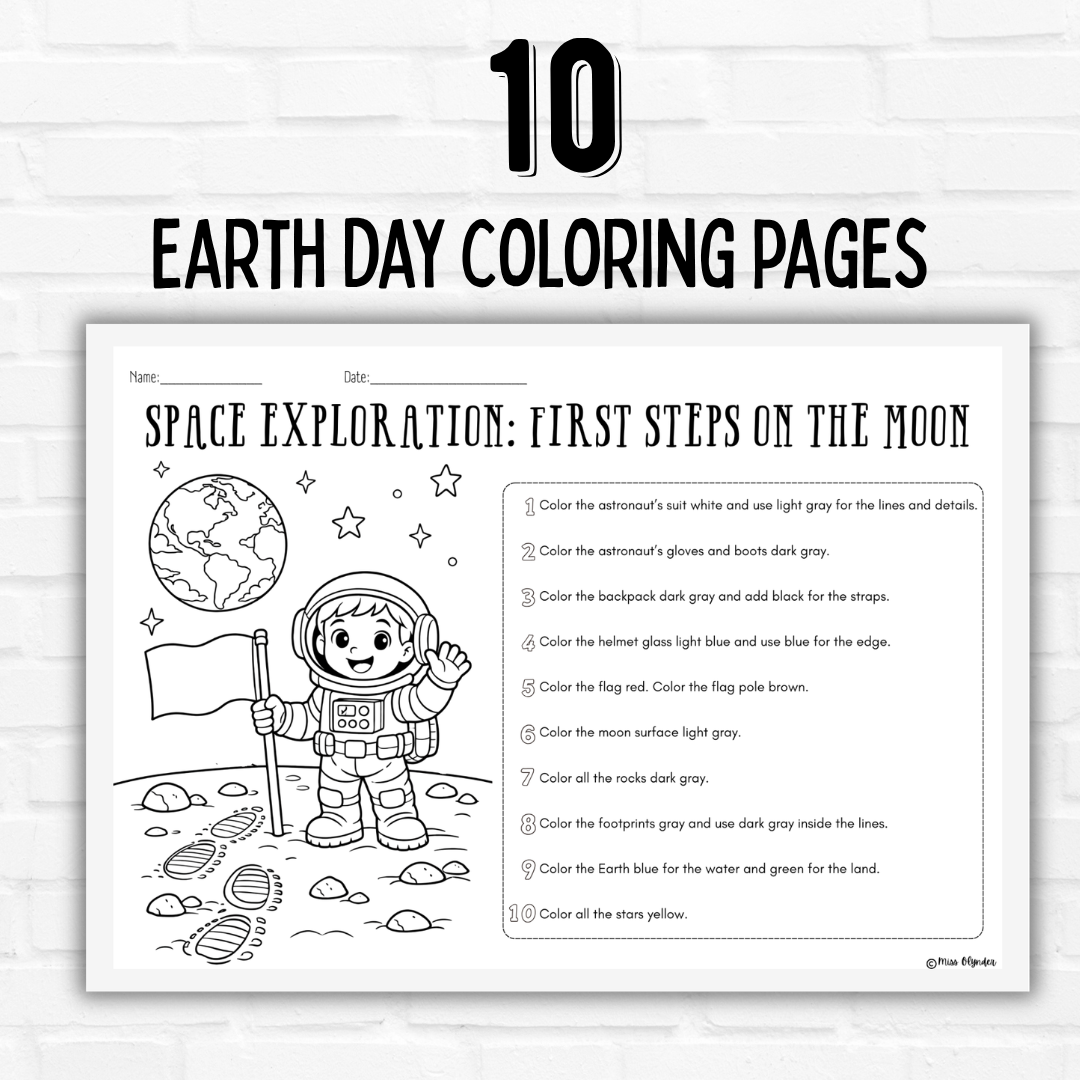 Space Colouring Pages with Instructions | Following Directions Activity ...