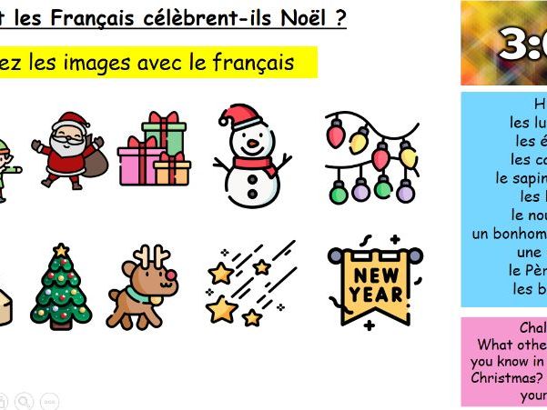 French Christmas Lesson KS2–KS3  Noël | PPT + Vocab Grid Worksheet + Image Match-Up Sheet | Cover