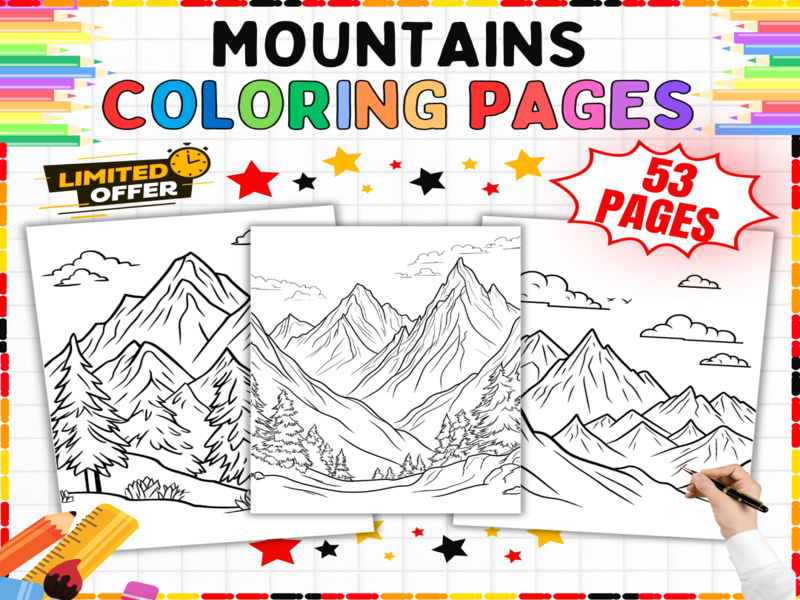 Mountains Colouring Pages | Geography Art Activities for Primary School Children