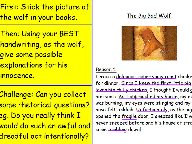 Persuasive letter writing as the BIG BAD WOLF