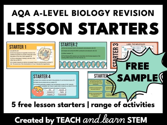 AQA A-level Biology Revision Lesson Starters Activity FREE SAMPLE