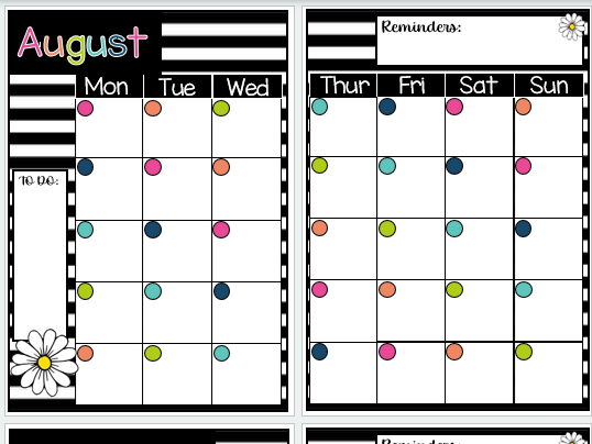 Bold & Bright Classroom Planner Calendar