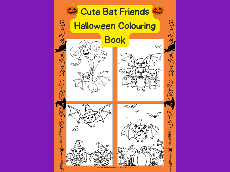 Cute Bat Friends Halloween Colouring Book