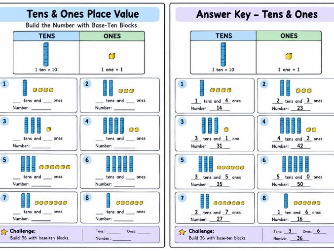 Tens and Ones Place Value Task Cards | Base Ten Blocks | Year 1 Maths | KS1