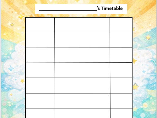 Pokemon Themed Blank Visual Timetables
