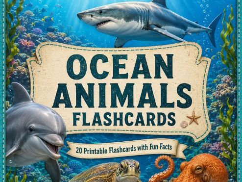 Ocean Animals Flashcards 20 Printable Ocean Animal Cards with Pronunciation