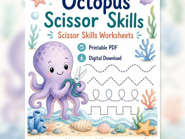 Octopus Scissor Skills Activity Pages