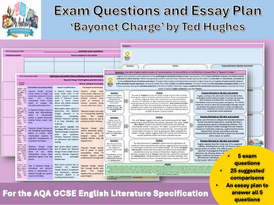 'Bayonet Charge' GCSE Exam Questions and Essay Plan