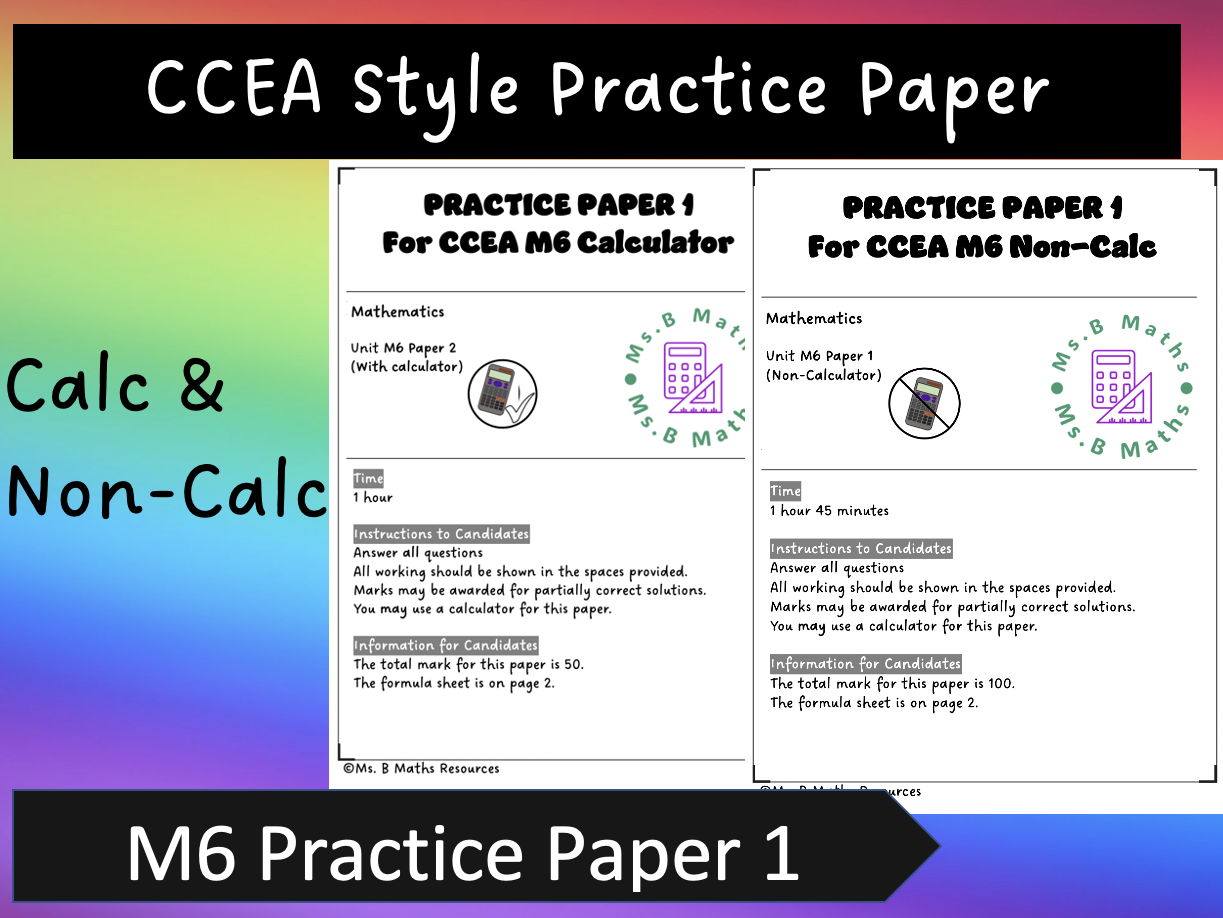 CCEA Style Practice Paper M6 Bundle (Calc and Non-Calc)