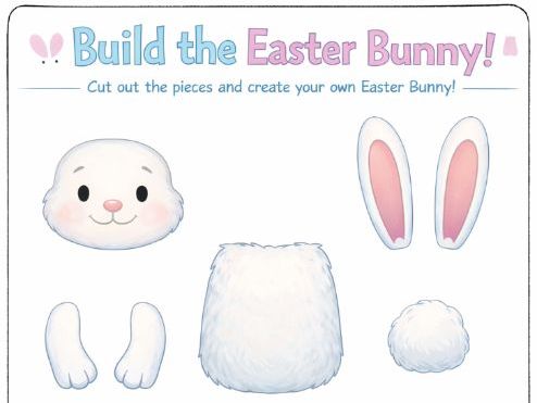 Build the Easter Bunny Fine Motor Cut and Paste Worksheet