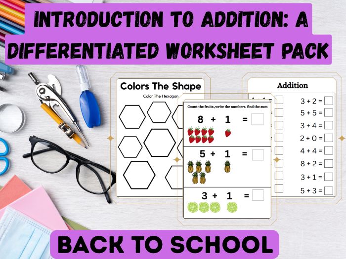 Introduction to Addition: A Differentiated Worksheet Pack