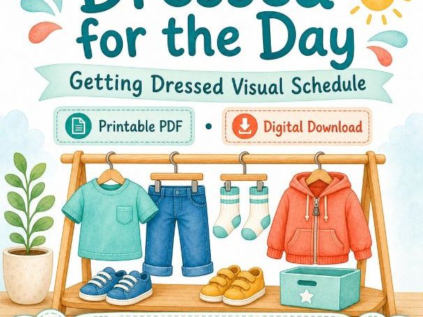 Dressed for the Day | Getting Dressed Visual Schedule | Printable PDF | Digital Download