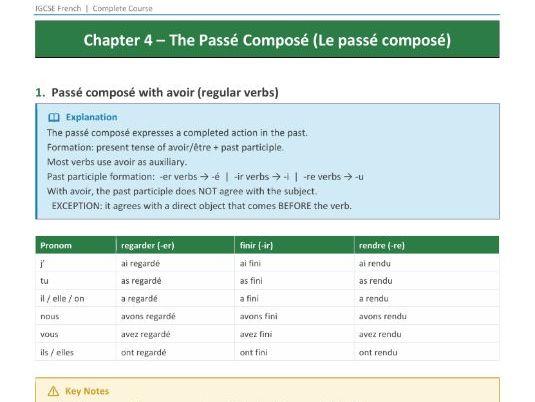 IGCSE French Complete Grammar & vocab resources booklet Y10 Edexcel