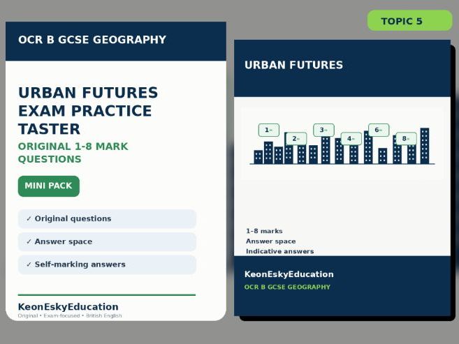 OCR B GCSE Geography 2027 – Urban Futures: Exam Practice Taster | 1–8 Mark Questions