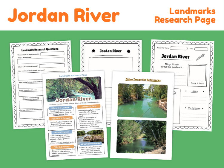 Jordan River Landmark Research Project | Geography & History Worksheets