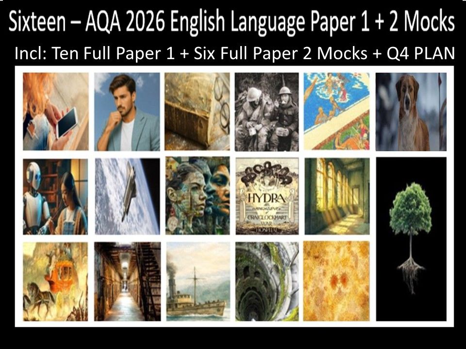Sixteen AQA 2026 English Language Paper 1 + 2 Full Mocks | Q4 PLAN