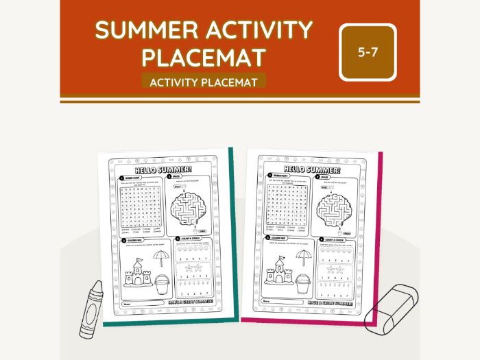 Summer Activity Placemat Word Search | 2 pp