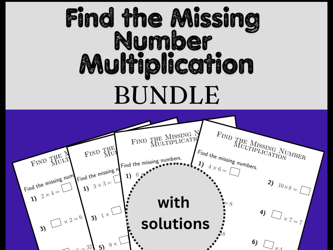Find the Missing Number Multiplication Bundle