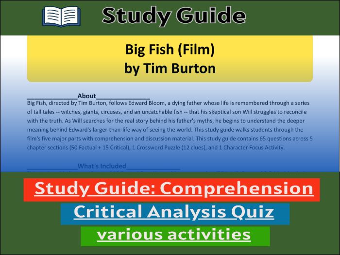Big Fish (Film) by Tim Burton - Comprehension Test & Activities