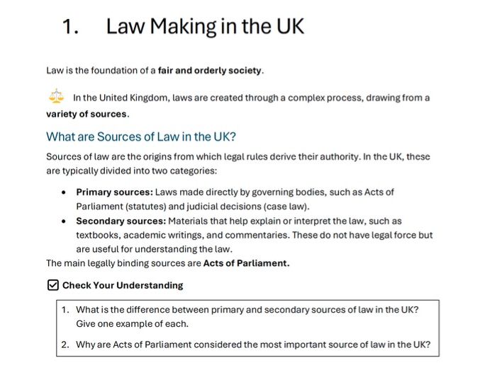 AS Level Law - Law Making